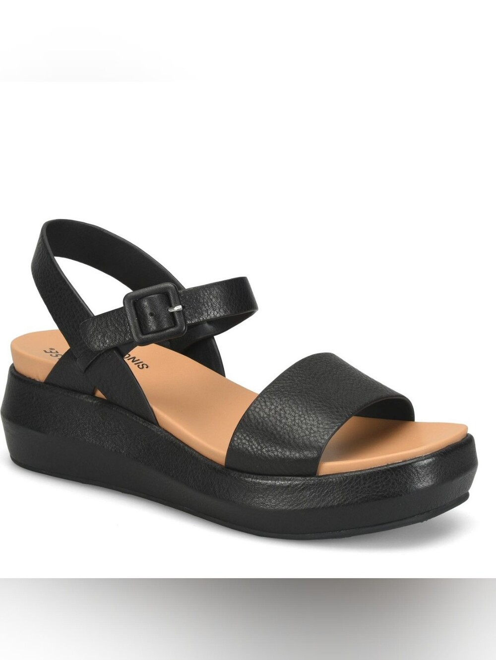 New Kork-Ease Hallie Women's Black Leather Platform Sandals Size 9